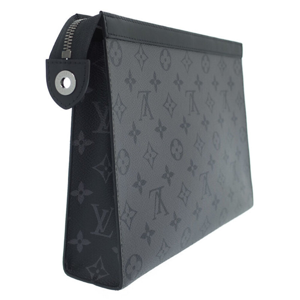 Louis Vuitton Black Monogram Clutch Voyage Bag Pochette Eclipse Reverse - Picture 1 of 5